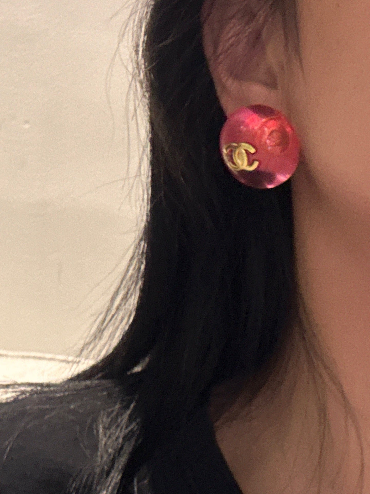 18K Chanel Pink Crystal Earrings