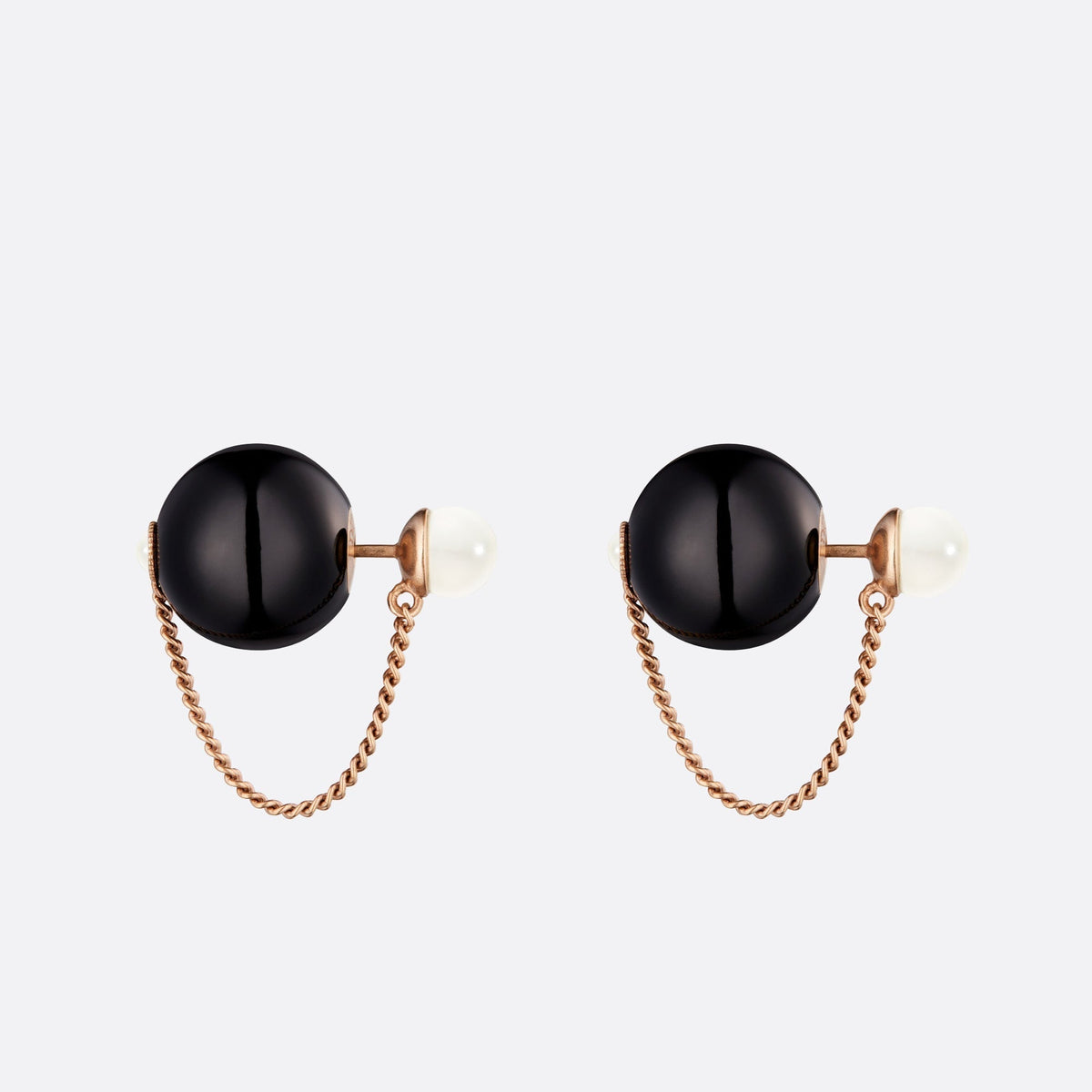 18K Dior Tribales Black Resin Pearl Earrings