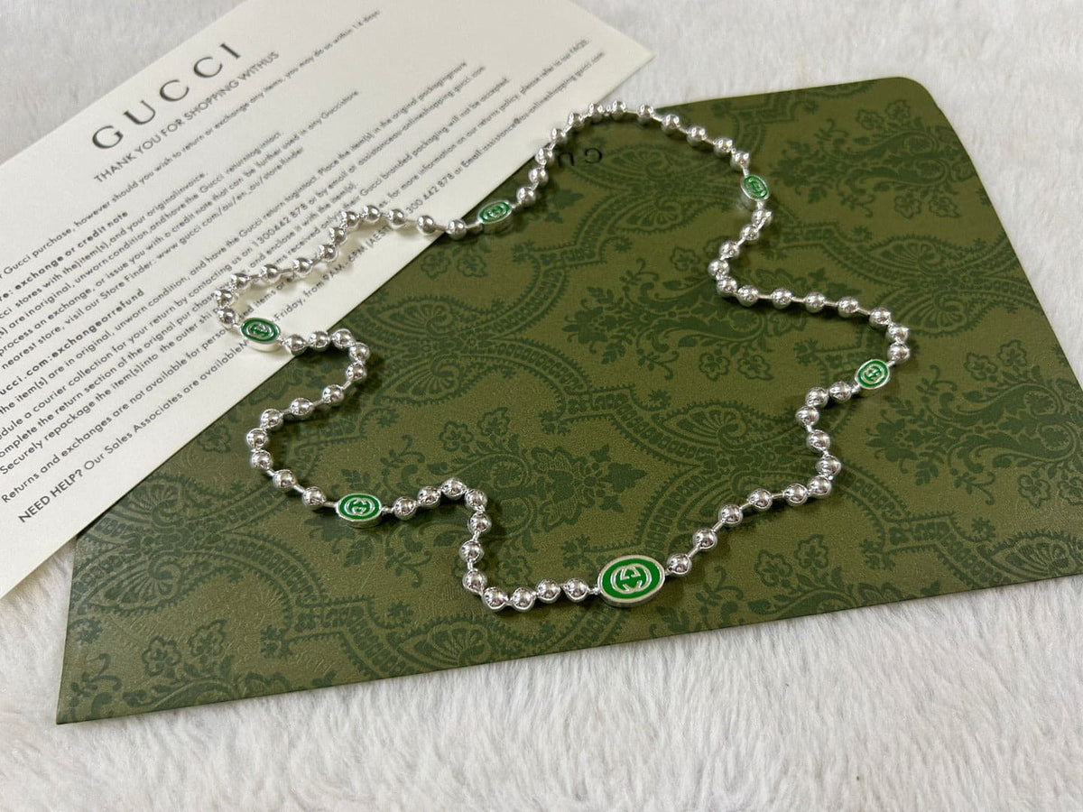 Double Gucci Interlocking Gucci Green Necklace