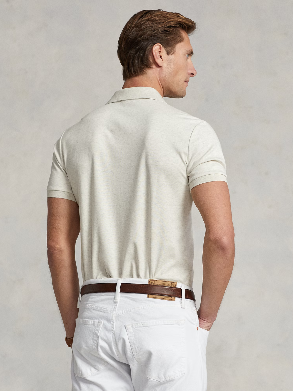RALPH LAUREN Custom Slim Fit Soft Cotton Polo Shirt State Heather