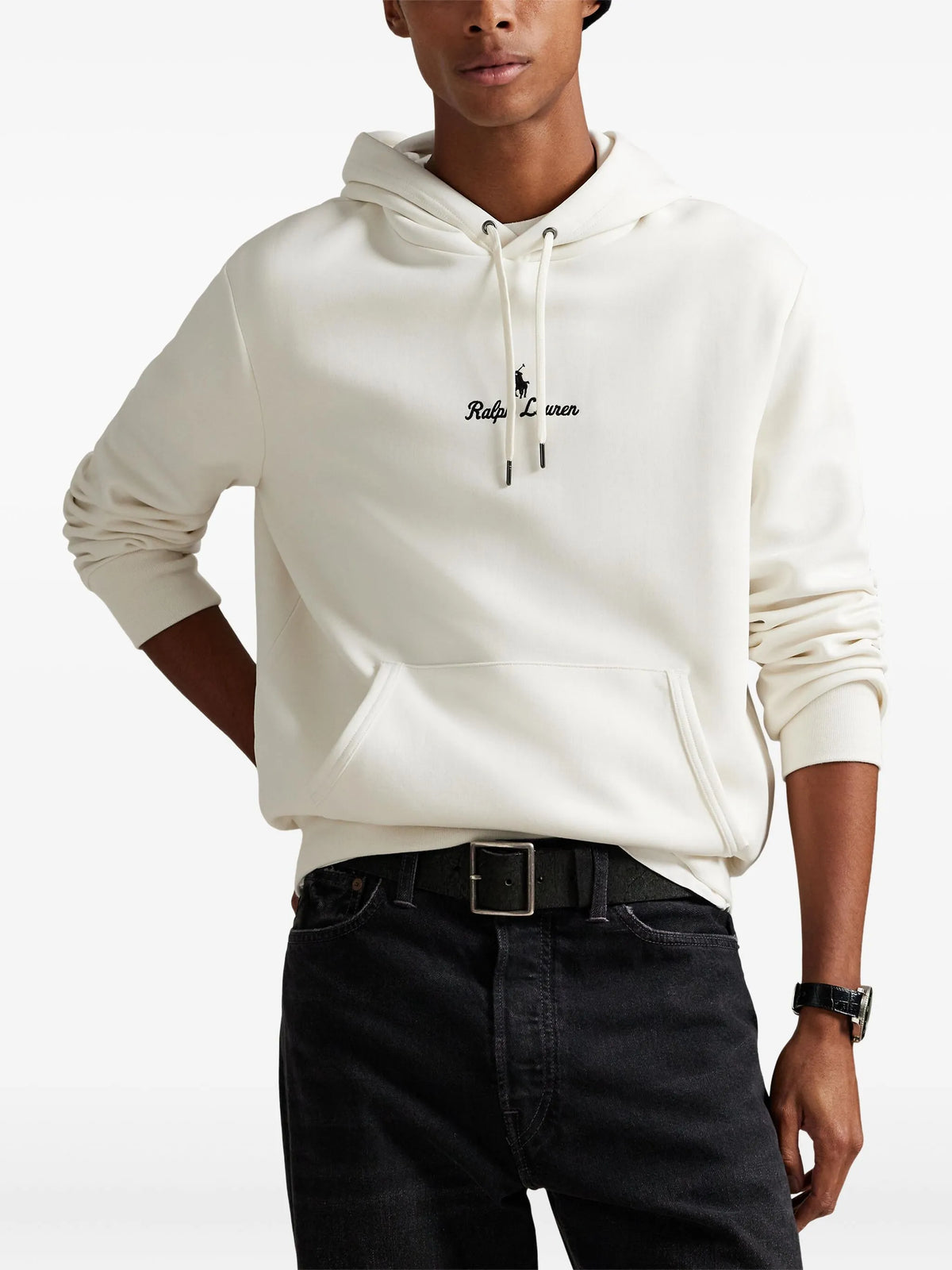 RALPH LAUREN Logo Double-Knit Hoodie White