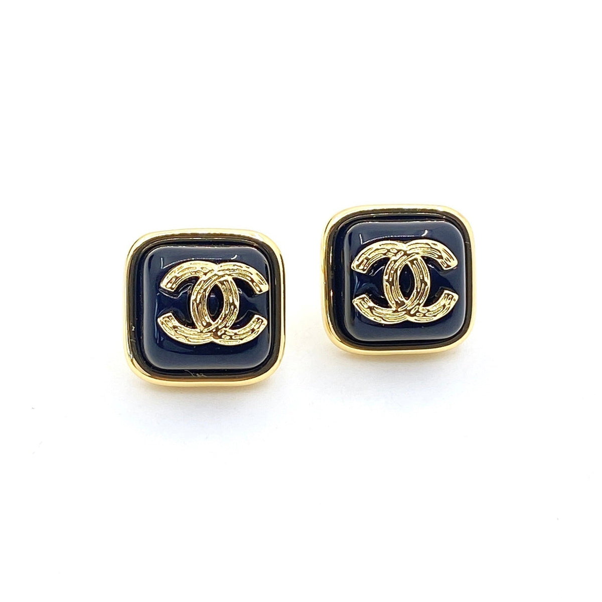 18K  Chanel Square Resin Earrings