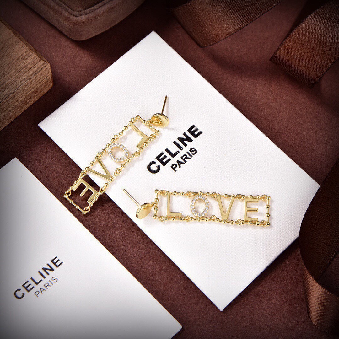 18K Celine LOVE Diamonds Earrings